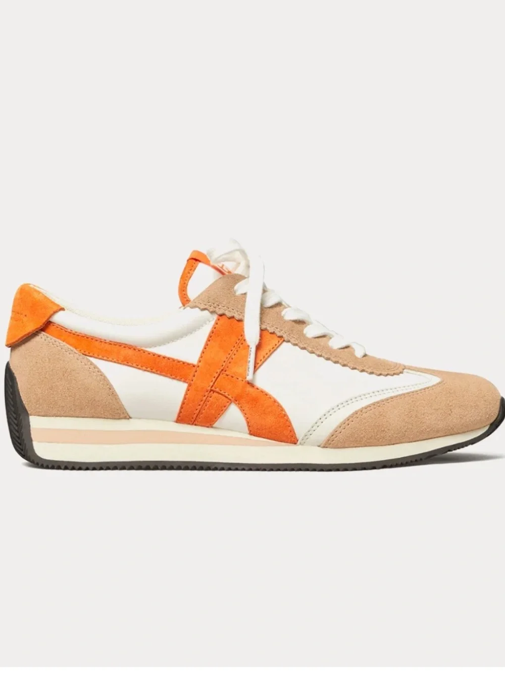 Tory Burch Hank Ivory Orange Tan Black Leather Sneakers